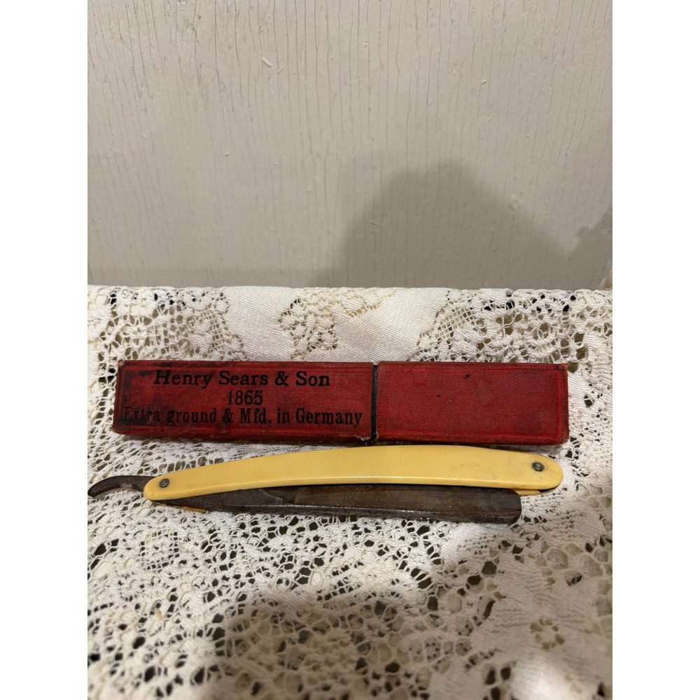 Antique Henry Sears & Son 1865 Straight Razor Solingen Germany with Original Box